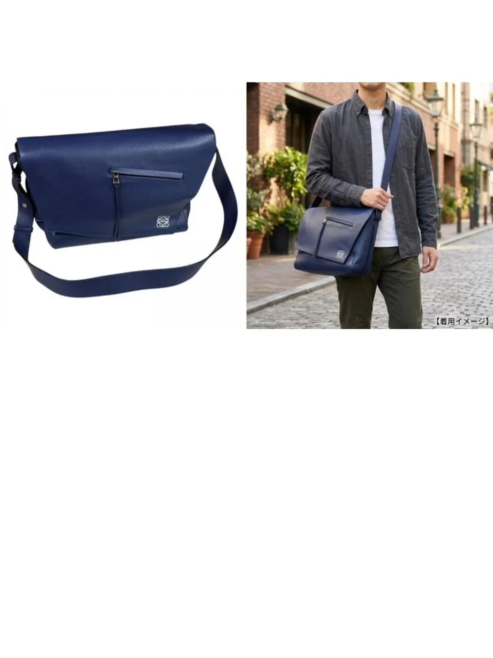 Loewe Anton Messenger Bag Anagram Leather 307.41 Navy